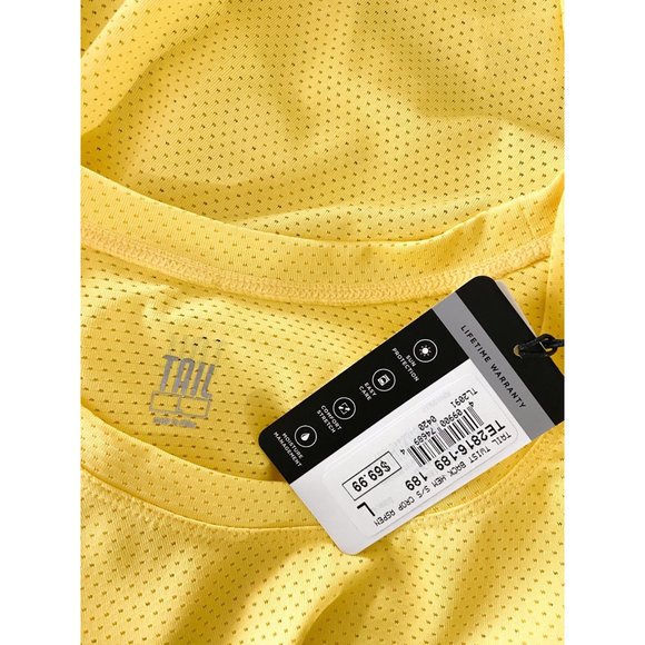 Tail Activewear Yellow Twist Back Hem Short Sleeve Crop Top Aspen Large NEW - Picture 3 of 3